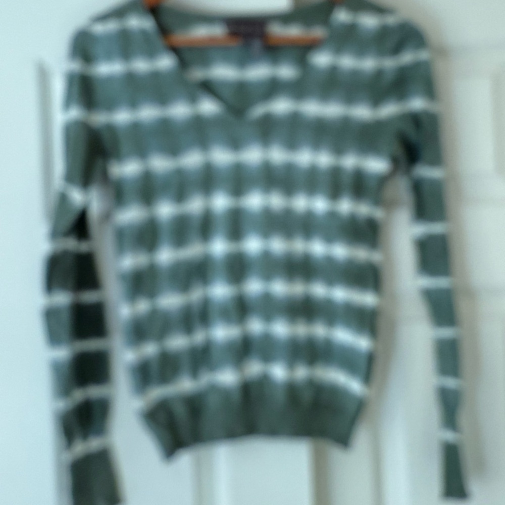 Green and White Striped Tie Dye long-sleeve v-neck. Michael Stars NWOT.